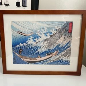 Big Wave Framed Japanese Print Choshi in Shimosha Hokusai 15x12 Ukiyoe Wall Art
